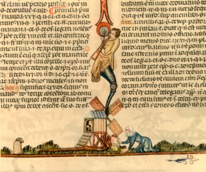 Uma mulher incendiando um moinho de correio, c1340, 1947. de Unbekannt