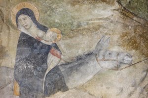 Afresco da abadia de Abondance: o voo para o Egipto, Abondance, França de Unbekannt