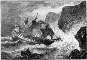 Almirante Somers comanda seu navio em terra, Bermuda, 1609 c1880 de Unbekannt