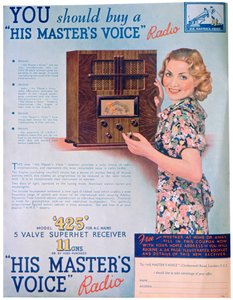 Anúncio para rádios de voz de seus mestres, 1936 de Unbekannt