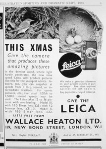 Anúncio para as câmeras Leica vendidas pela Wallace Heaton Ltd, New Bond Street, Londres, 1933 de Unbekannt