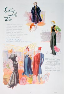 Anúncio do ICI, 1937 para prendedores de plástico com zíper relâmpago de Unbekannt