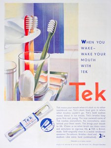 Anúncio das escovas de dentes Tek, de Johnson e Johnson, 1931 de Unbekannt