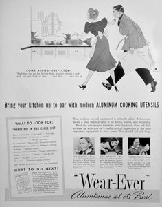 Anúncio para utensílios de cozinha de alumínio Wear-Ever, 1939 de Unbekannt