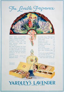 Anúncio de Yardleys Lavender, cosméticos e perfumes, 1928 de Unbekannt