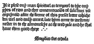 Anúncio de um livro impresso por William Caxton, século XV 1893 de Unbekannt
