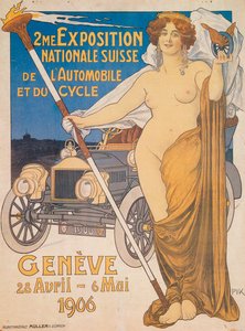 Anúncio da Segunda Exposição Nacional Suíça de Carros e Bicicletas, Genebra, 1906 de Unbekannt