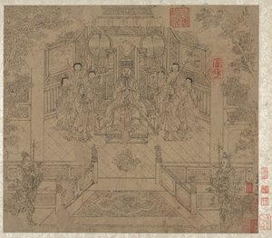Álbum de temas taoístas e budistas: procissão de divindades taoístas: folha 1, 1200s. de Unbekannt