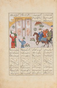 Alexander executa Janusiyar e Mahiyar, os Slayers of Darius, Folio from..., AH 887AD 1482. de Unbekannt
