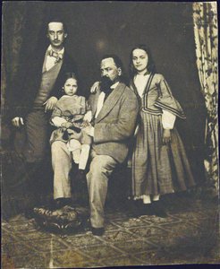 Alexander Herzen com seus filhos após a morte de sua esposa Natalie de Unbekannt