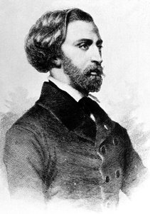Alfred de Musset (1810-1857) poeta e escritor francês, gravura, c. 1854 de Unbekannt