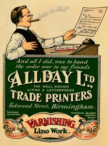 Allday Ltd., anúncio de impressoras comerciais, 1910 de Unbekannt