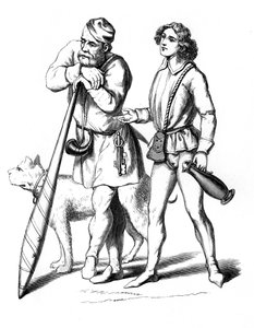 Um porteiro inglês 1480 e empregado doméstico 1475, século XV 1849 de Unbekannt
