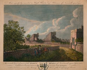 Uma vista interna da muralha da cidade de Newcastle upon Tyne, c1760-90. de Unbekannt