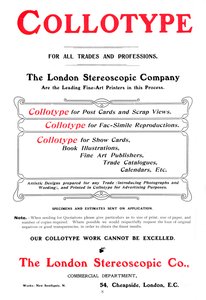 Um anúncio para o processo de colótipo oferecido pela The London Stereoscopic Company, 1903 de Unbekannt