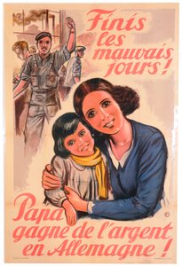 Um fim para os dias ruins! Papai ganha dinheiro na Alemanha !, poster francês, 1943