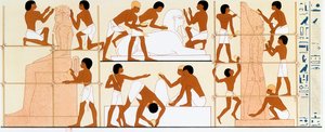 Escultores egípcios antigos trabalhando em estátuas, c1842-1845 de Unbekannt