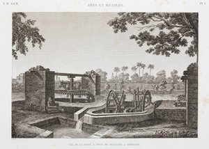 Sistema de rega de rodas e baldes para animais, Egipto, c 1798 de Unbekannt
