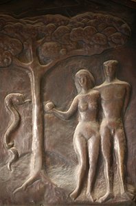 Escultura da basílica da Anunciação: Adão e Eva, Nazaré, Israel de Unbekannt