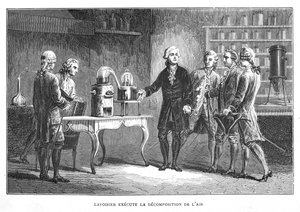 Antoine Laurent Lavoisier, químico francês, demonstrando sua descoberta de oxigênio, 1776 1874 de Unbekannt