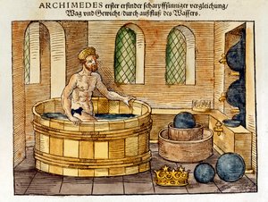 Arquimedes em seu banho, 1547 de Unbekannt
