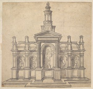Tabernáculo em Forma de Arquitetura com um Santo e Quatro Putti, ca. 1530-49. de Unbekannt