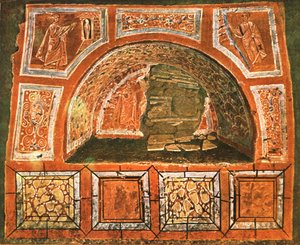 Arcosolium na catacumba de Domitilla na Via Ardeatina, Roma, Itália, 1928. de Unbekannt