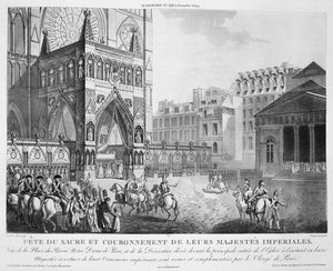 Chegada a Notre Dame, 2 de dezembro de 1804, século XIX de Unbekannt