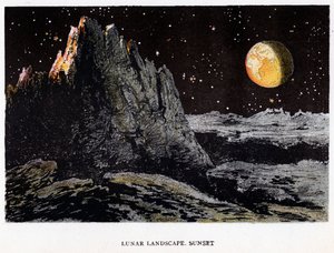 Artistas impressão da paisagem lunar ao pôr do sol, 1884 de Unbekannt