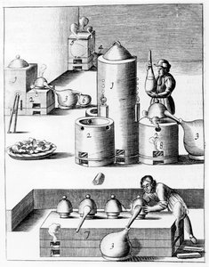 Athanor ou Slow Harry, um forno de auto-alimentação que mantém uma temperatura constante, 1683 de Unbekannt