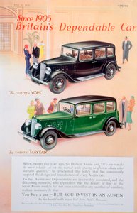 Anúncio de carro de Austin, 1935 de Unbekannt