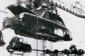 Indústria automotiva da marca espanhola Seat em Barcelona, 02/06/1953 (foto a p/b) de Unbekannt