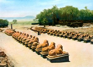 Avenida de esfinges com cabeça de carneiro, templo de Amon-Re, Karnak, Luxor, Egito, século XX de Unbekannt