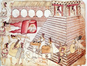 Guerreiros astecas defendendo o templo de Tenochtitlan, México de Unbekannt