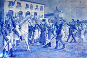 Mosaico Azulejo representando o povo Cachoeira aplaudindo o Príncipe Pedro, que levou o Brasil à independência, Cachoeira, Brasil de Unbekannt