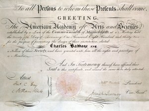 Diploma de Babbage da Academia Americana de Artes e Ciências de Unbekannt