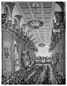 Banquete no salão principal da rainha Victoria, Guildhall, cidade de Londres, novembro de 1837 1886 de Unbekannt