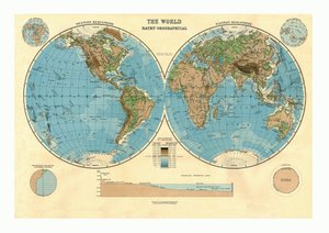 Mapa Bathy-Orográfico do Mundo, c1920s de Unbekannt