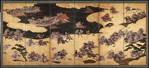 Cenas de batalha do Conto de Heike Heike Monogatari, primeiro terço do século XVII. de Unbekannt