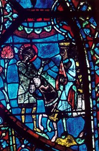 Baudoin conta a Carlos Magno a morte de Roland, vitral, Catedral de Chartres, 1194-1260 de Unbekannt