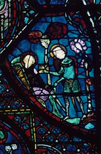 Baudoin cuida de Roland moribundo, vitral, Catedral de Chartres, França, 1194-1260 de Unbekannt