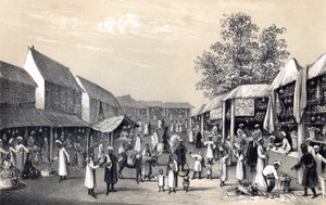 Bazar em Cabul, na temporada de frutas, 1847 de Unbekannt