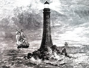 Farol de Bell Rock em uma tempestade. de Unbekannt