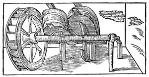 Fole operado por uma árvore de cames acionada por uma roda d&39;água, 1540 de Unbekannt