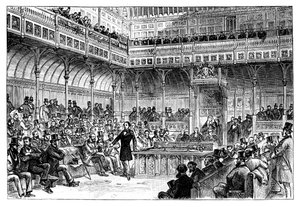 Benjamin Disraeli apresentando seu projeto de reforma na Câmara dos Comuns, c1867 de Unbekannt