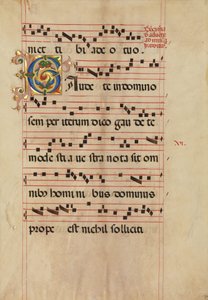 Bifólio com Inicial Foliada C, de um Gradual, italiano, segunda metade do século XV. de Unbekannt