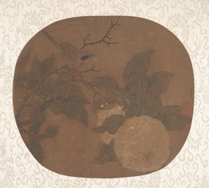 Pássaro em um galho de camélia, ca. 1000. de Unbekannt