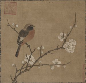 Pássaro em um galho de floração, anos 1100. de Unbekannt