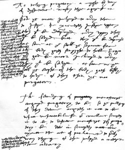 Os argumentos do Bispo Latimer contra a doutrina católica do Purgatório com notas marginais feitas pelo Rei Henrique VIII, c.1538 (caneta e tinta sobre papel) de Unbekannt
