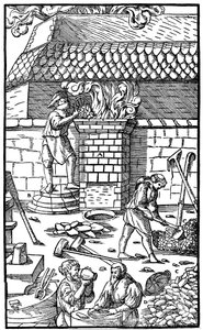 Alto-forno para fundição de minério de ferro, 1556 de Unbekannt